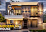 create realistic modern house 3d exterior rendering